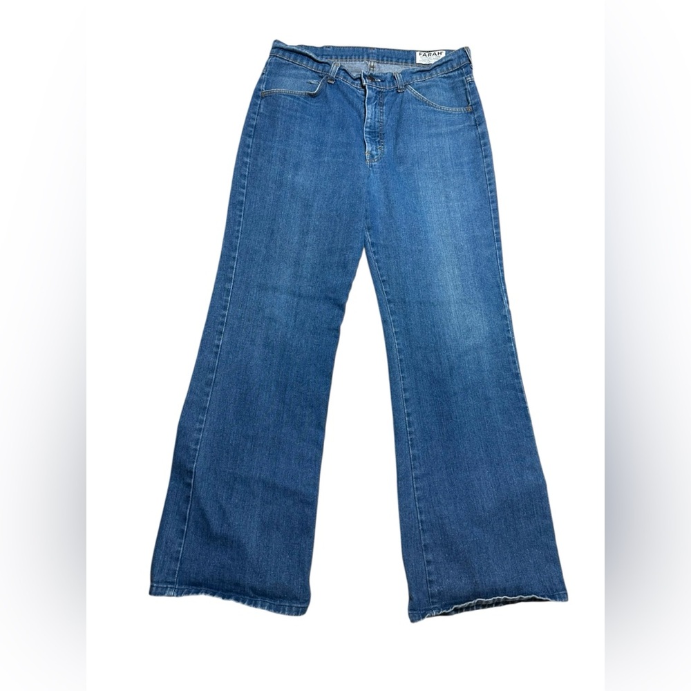 FARAH Vintage Blue Denim Jeans Men's 34 x 30 USA 60/70s Cotton Great Condition!